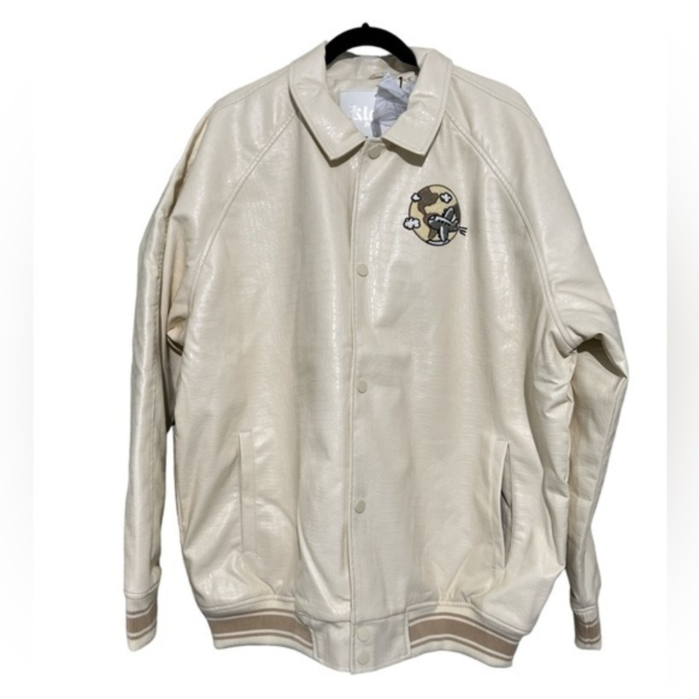 Kloud9 men’s worldwide faux leather jacket bomber jacket color cream‎ 2XL